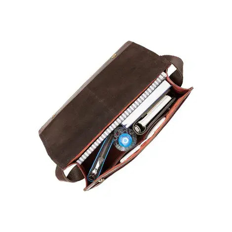 Leather Messenger Bag Brown A4