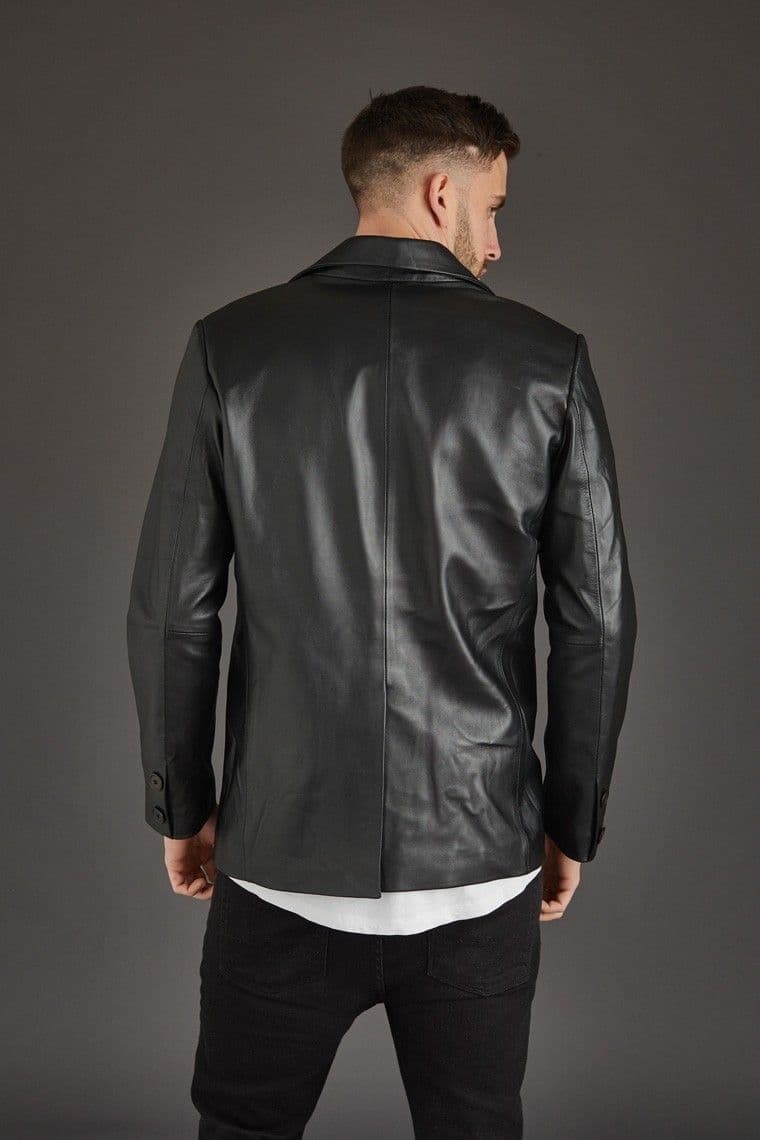 Men'S Leather Blazer in Black :Scott