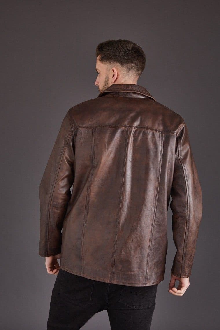 Men's Leather Blazer in Brown :Rourke