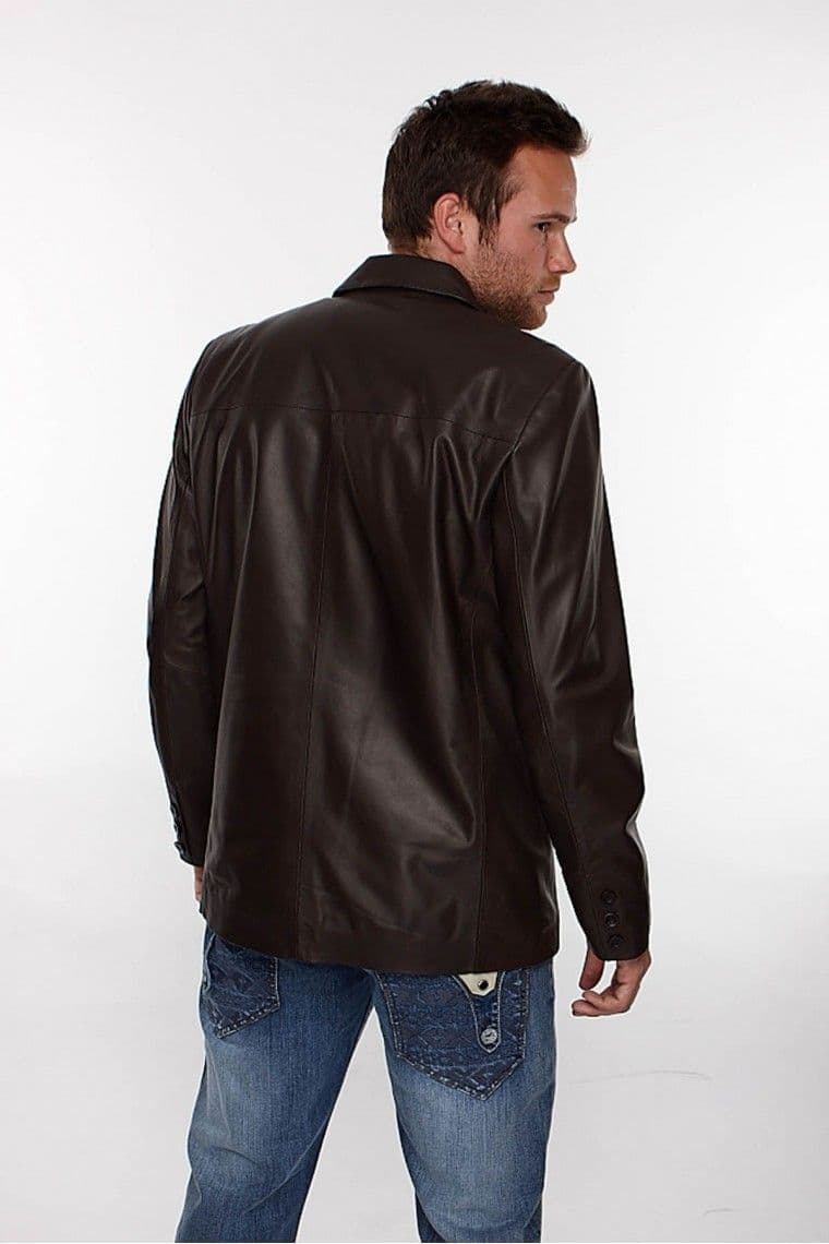 Mens Leather Blazer in Dark Brown