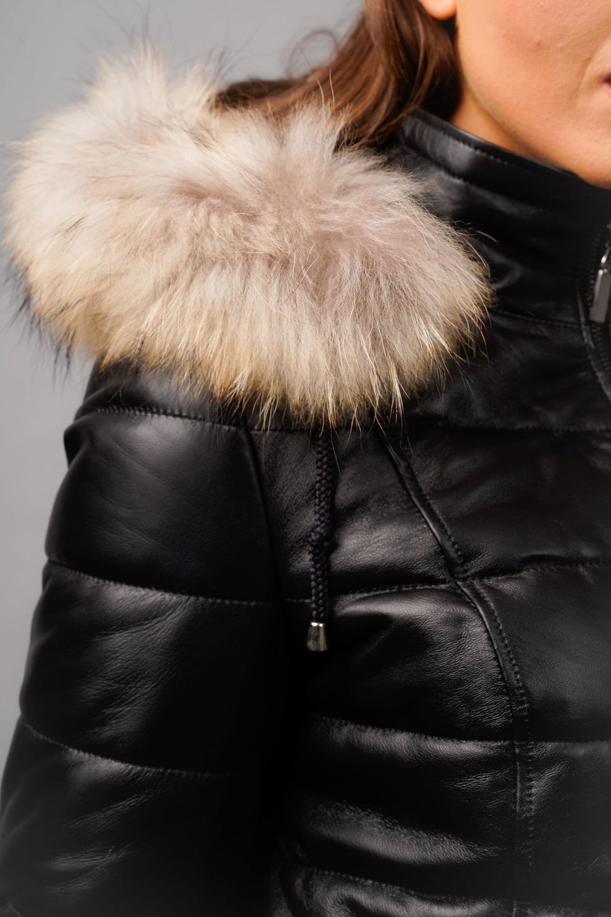 Quilted Leather  Hooded  Fur