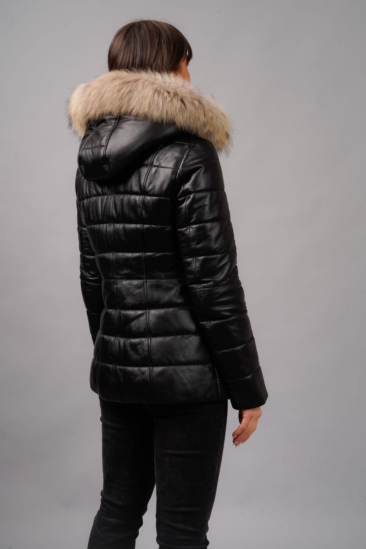 Quilted Leather  Hooded  Fur