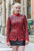 Red Leather Leaf Jacket Ladies