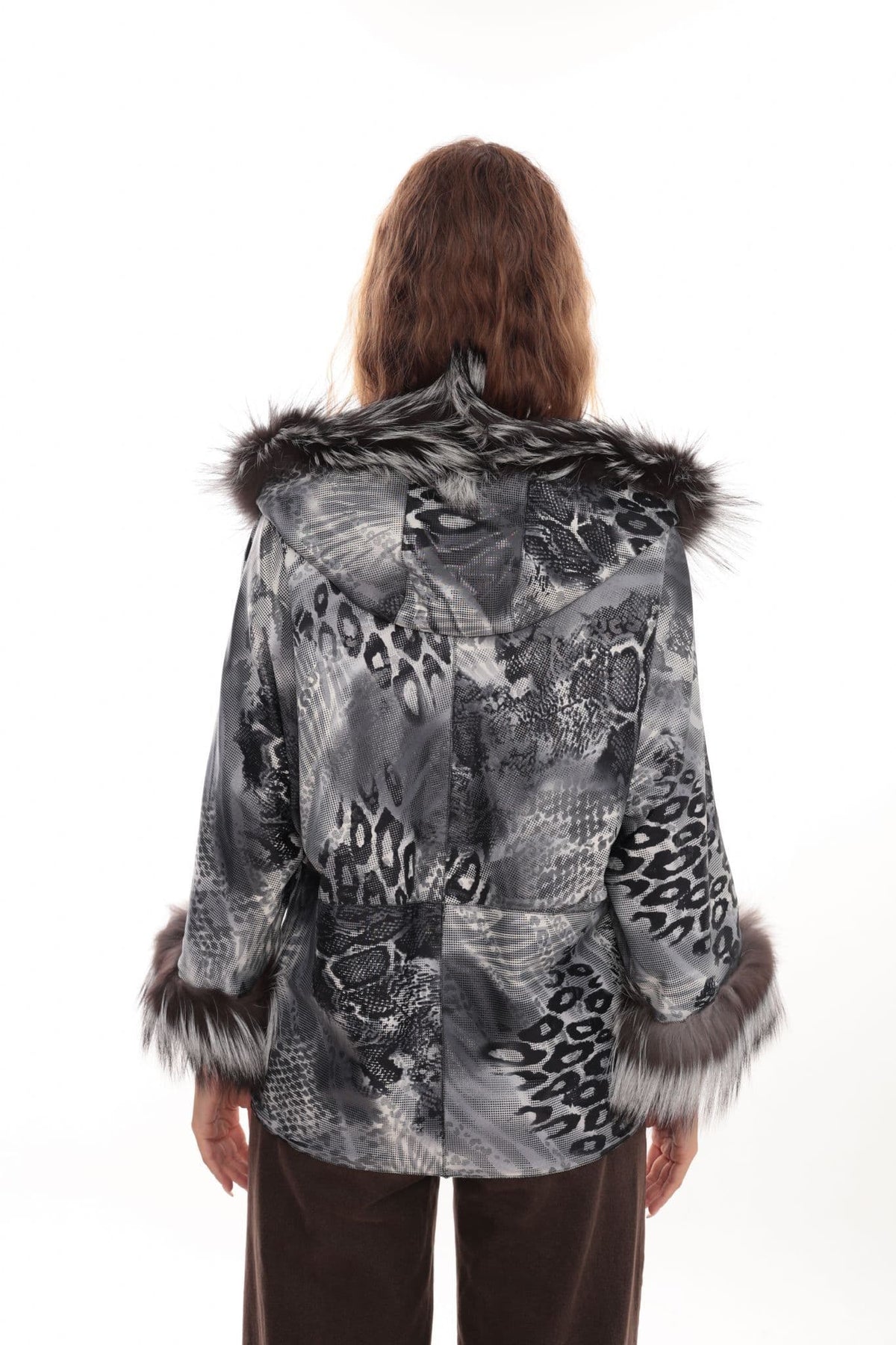 Reversible Fox fur Collar Leather Coat