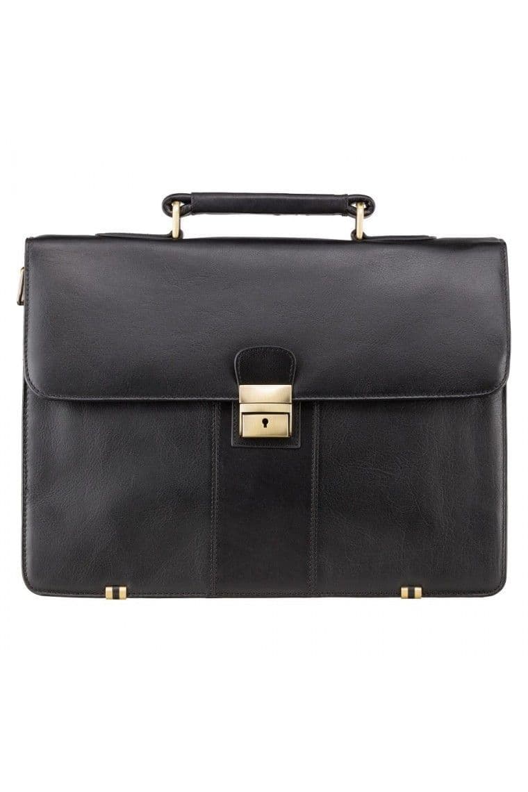 Warwick - Classic Leather Briefcase in Black