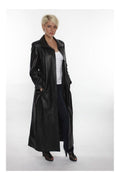 Women Leather Full Length Coat in Black