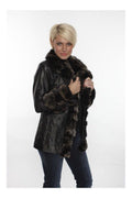Women Leather fur Jacket in Black