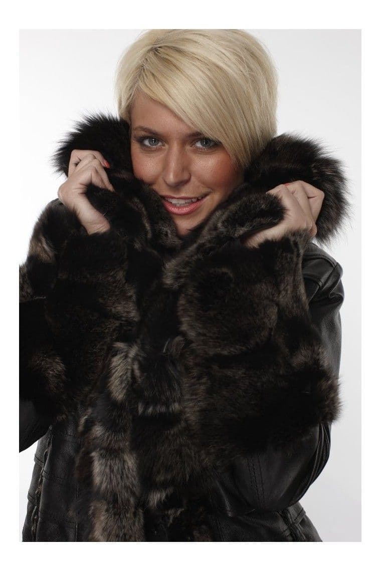 Women Leather fur Jacket in Black