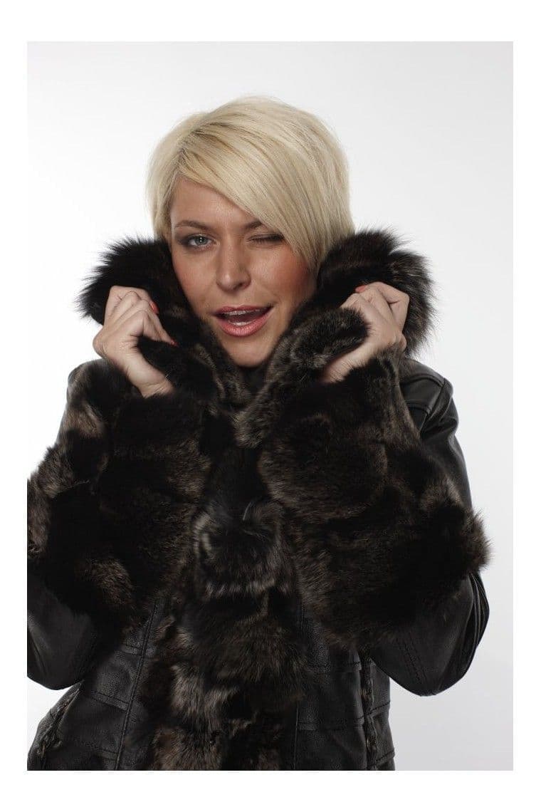 Women Leather fur Jacket in Black