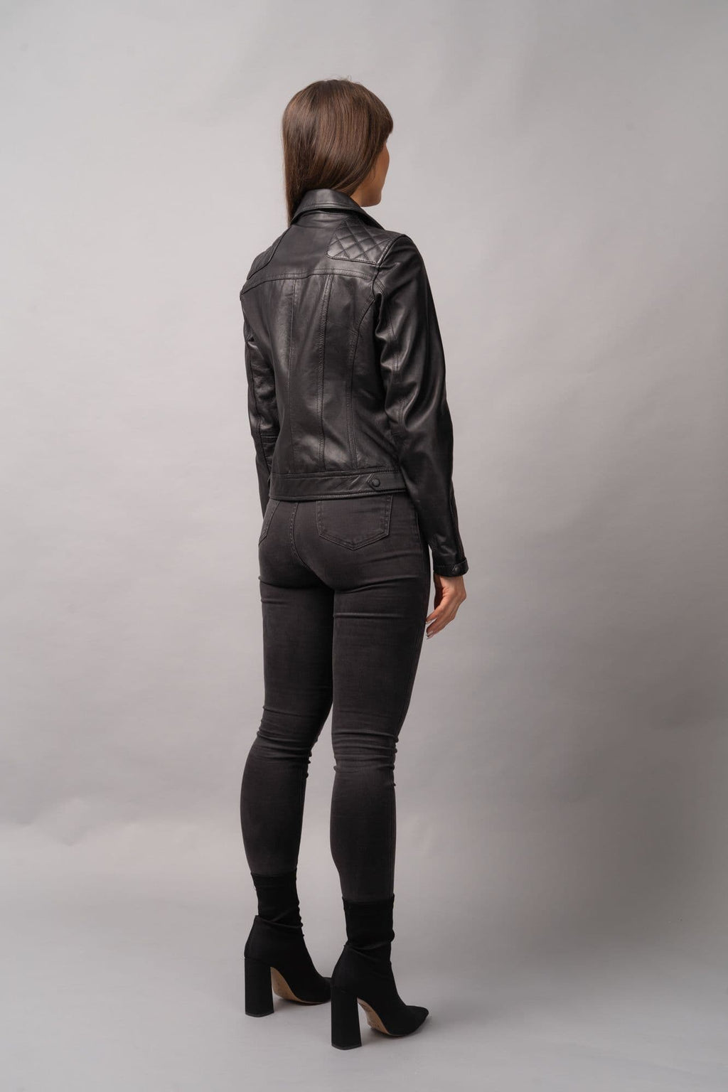 WOMEN'S BLACK LEATHER BIKER JACKET