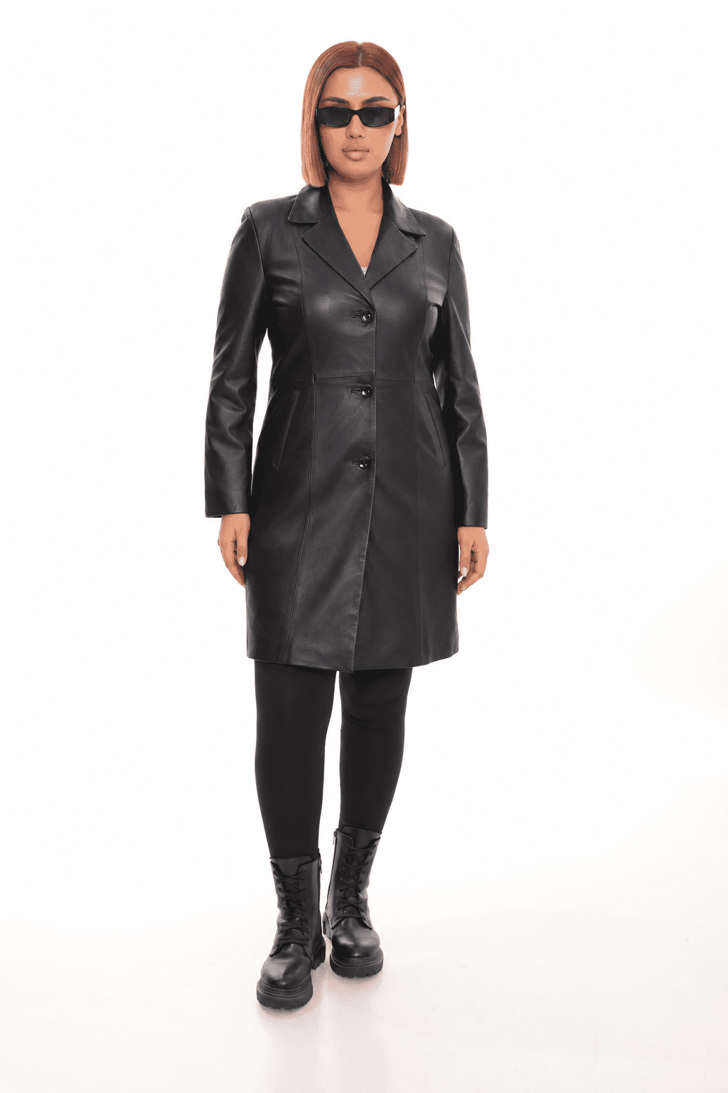 womens Black Leather Coat