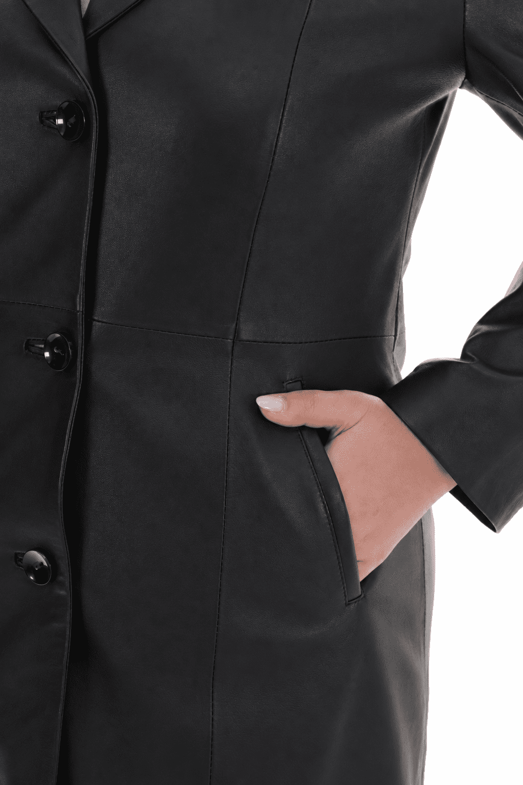 womens Black Leather Coat