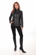 Womens Black  Leather Jacket :Lasy