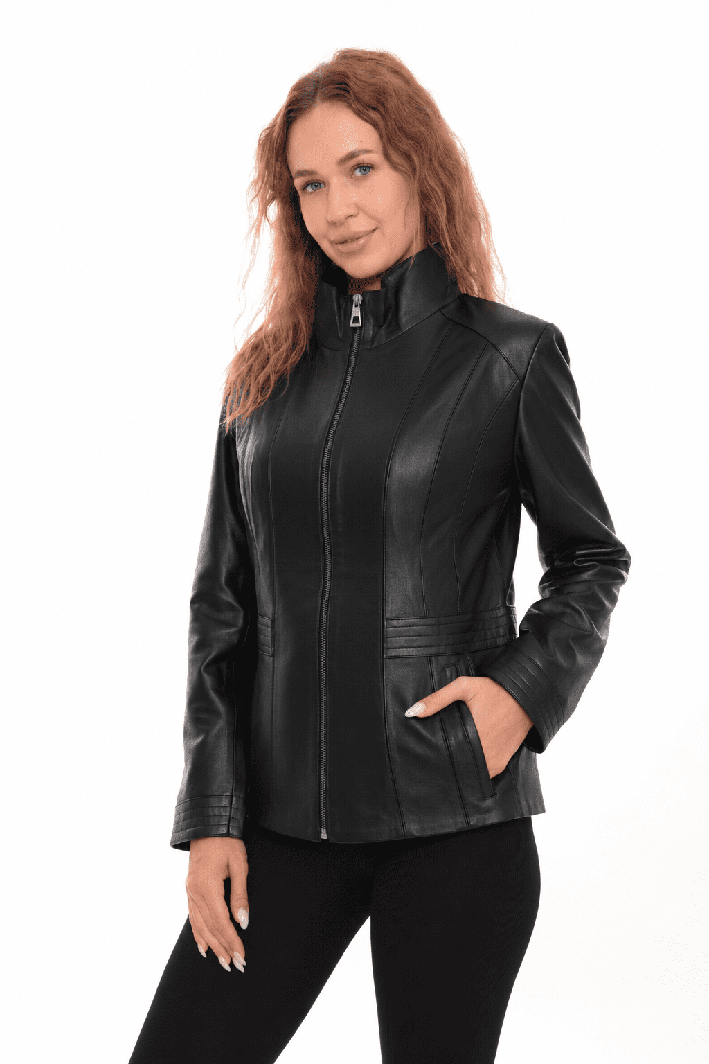 Womens Black  Leather Jacket :Lasy
