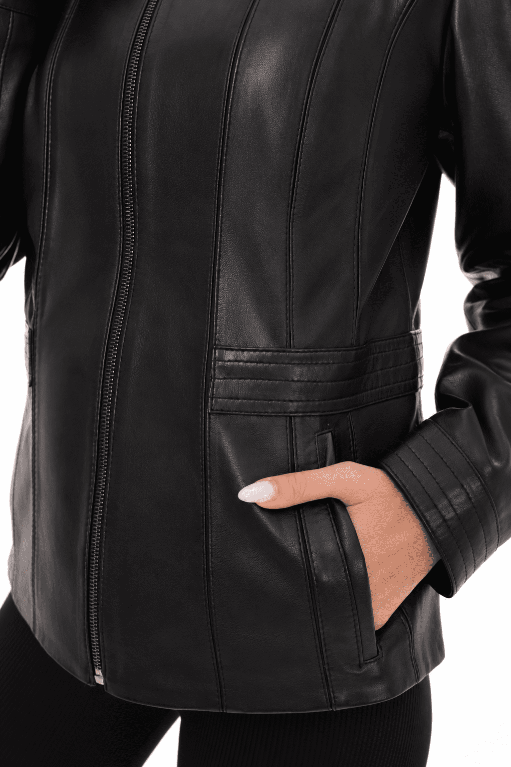 Womens Black  Leather Jacket :Lasy