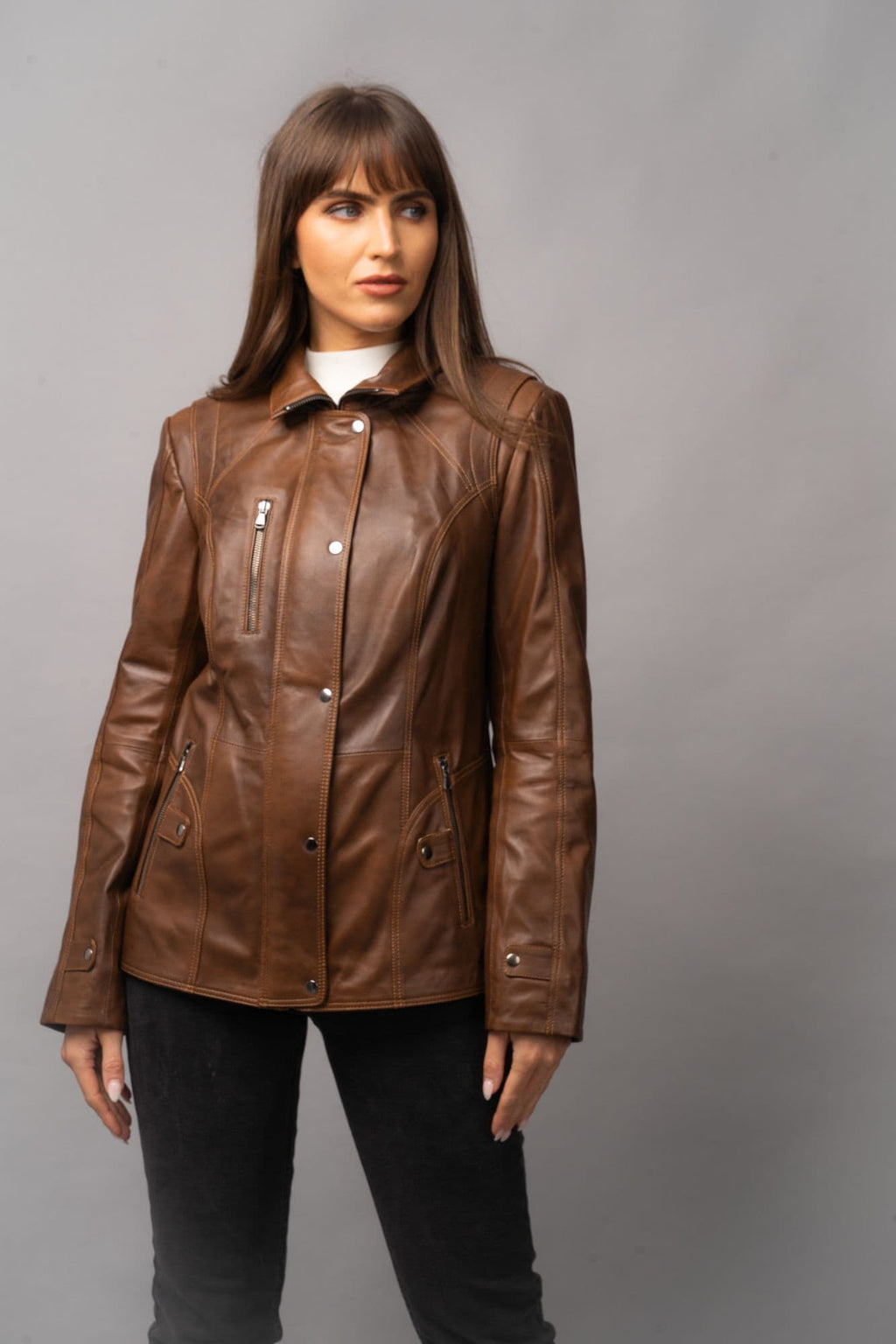 Women's Leather Coat Tan