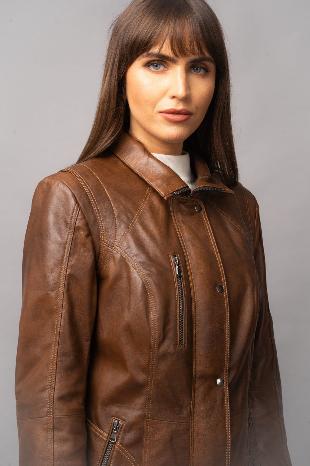 Women's Leather Coat Tan