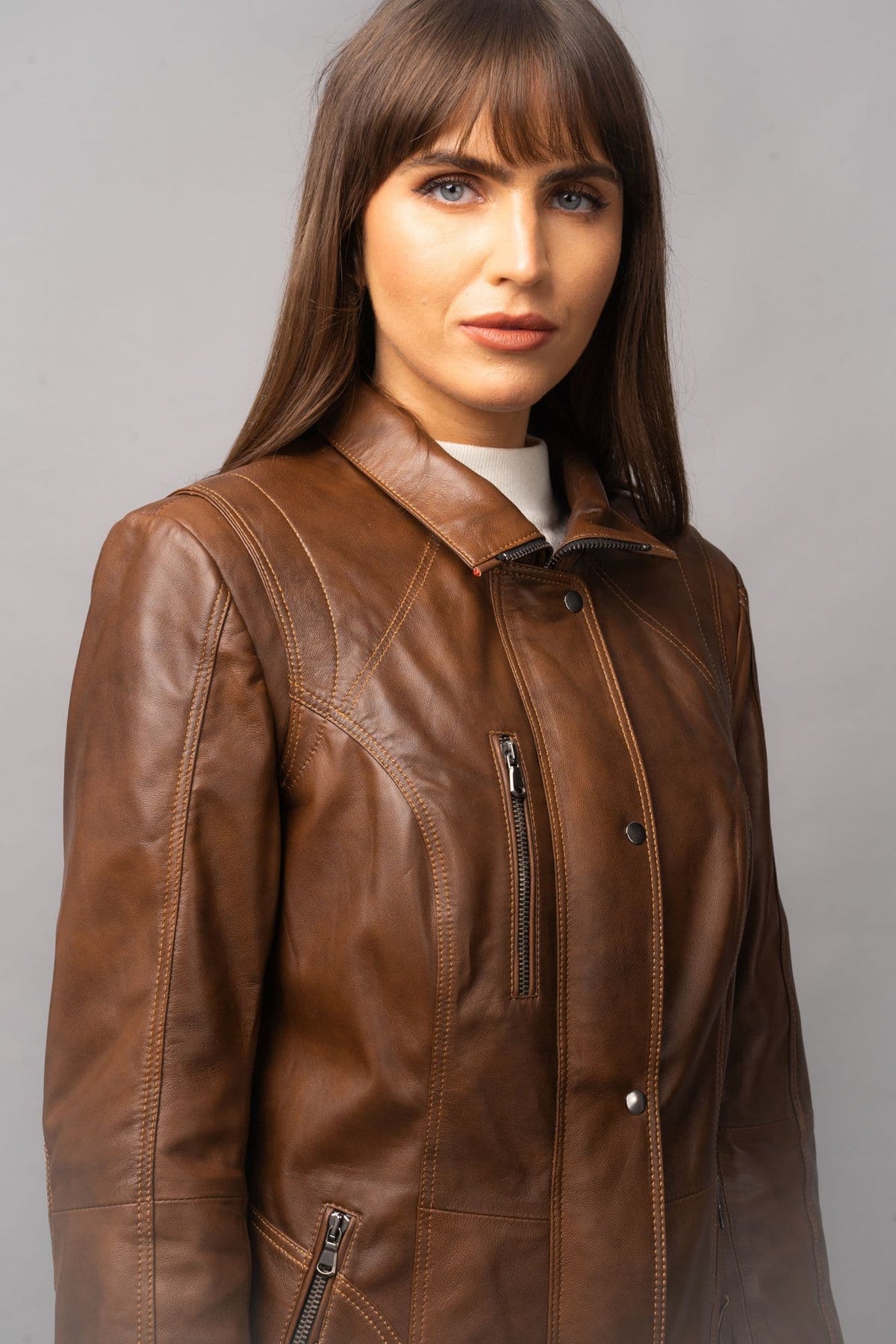 Women's Leather Coat Tan
