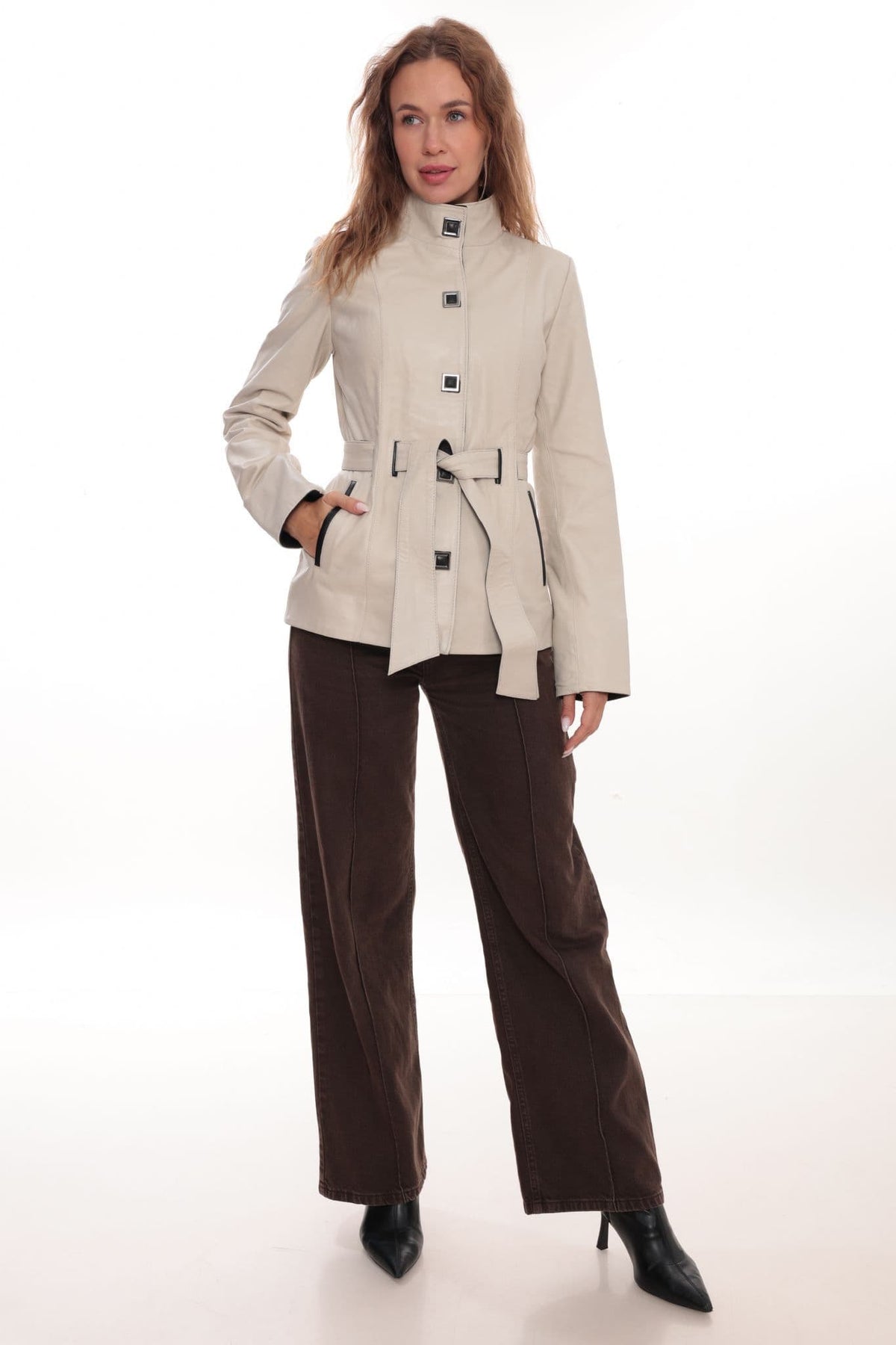 Women's Leather Jacket Ivory