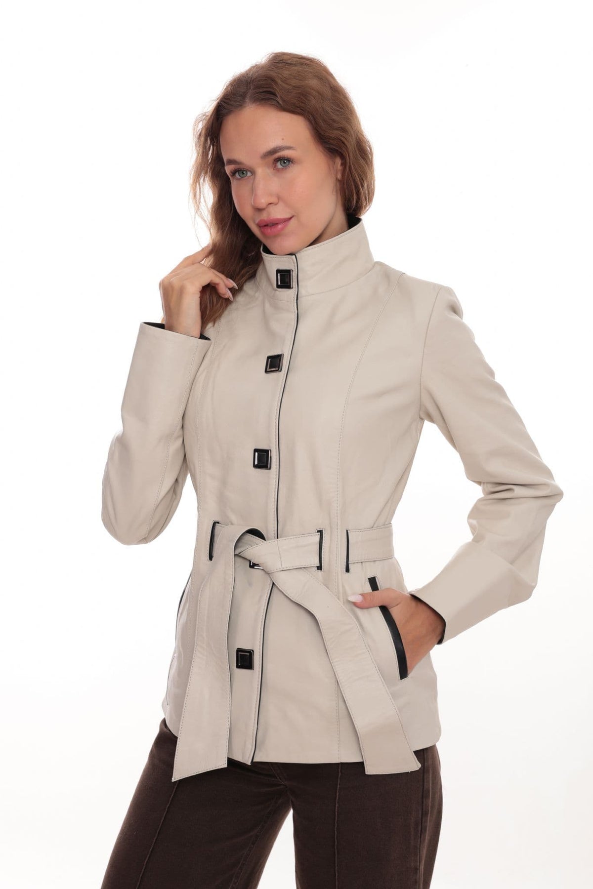 Women's Leather Jacket Ivory