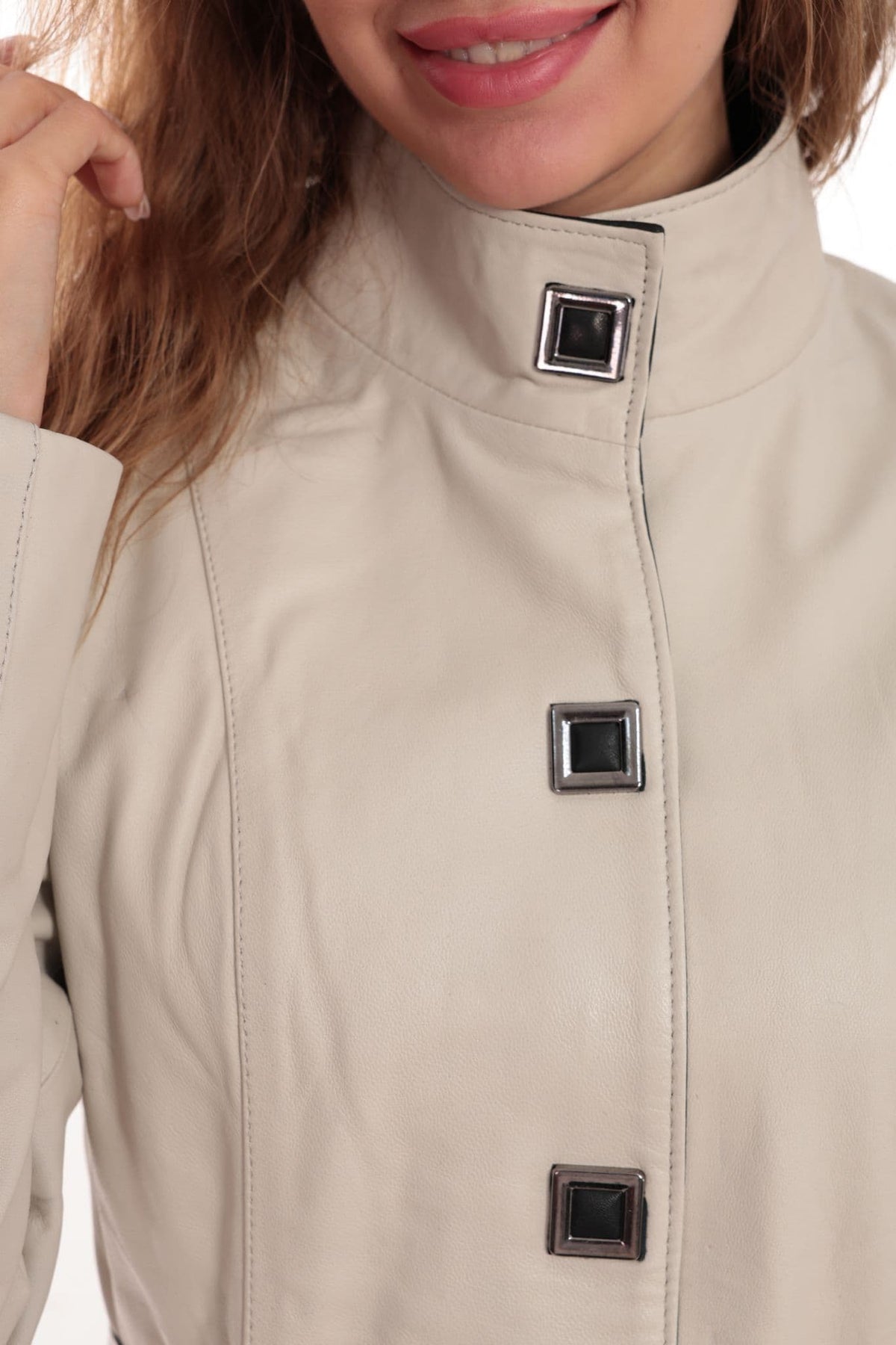 Women's Leather Jacket Ivory