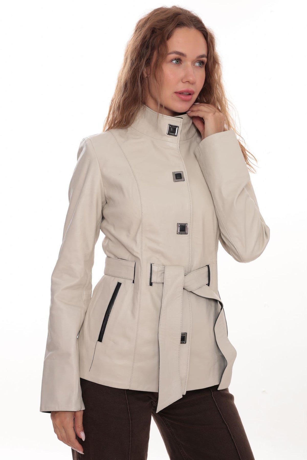 Women's Leather Jacket Ivory
