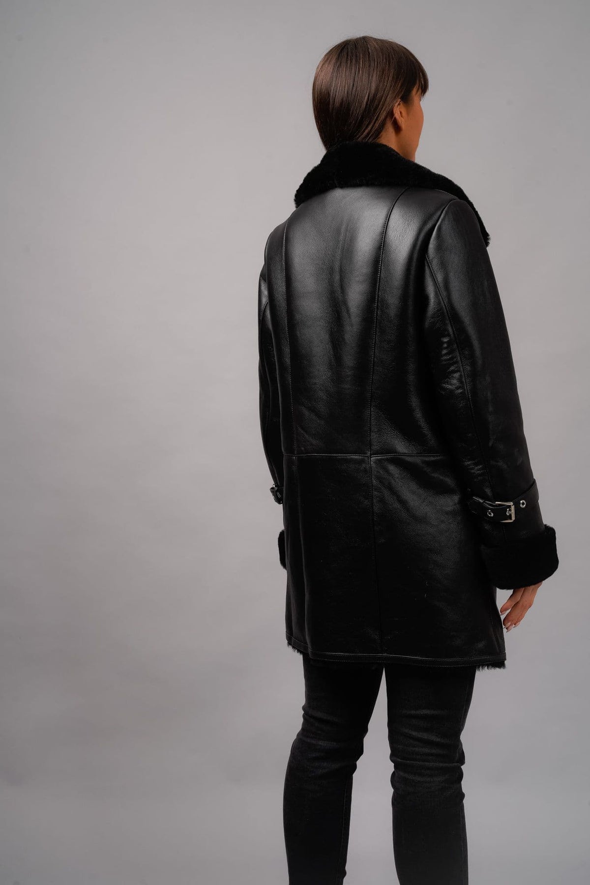 Women's Sheep Skin  Coat Black