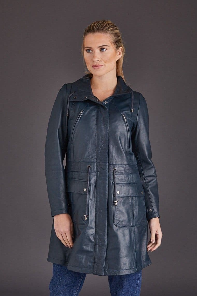 Womens Leather Coats Navy