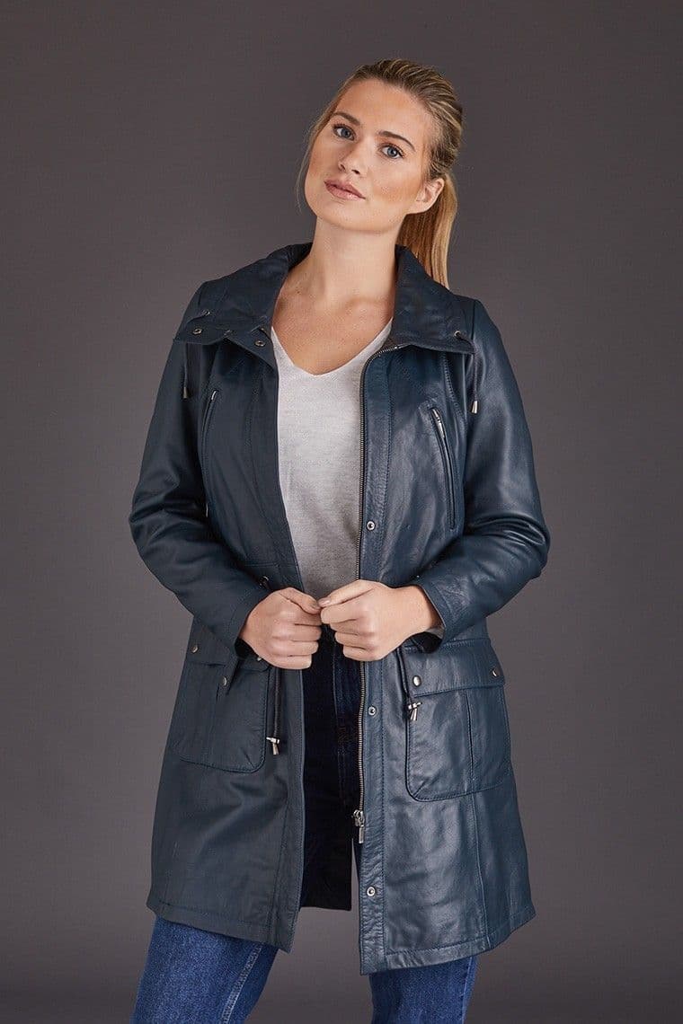 Womens Leather Coats Navy