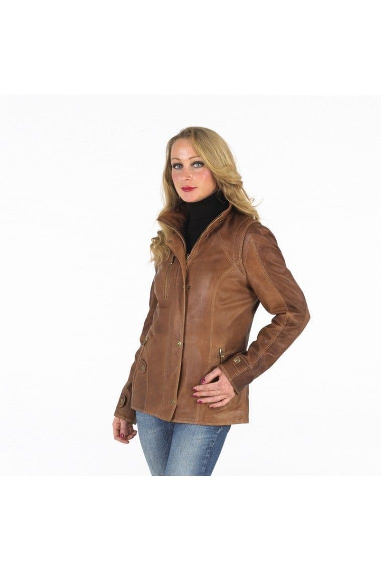 Womens Leather Jacket Tan
