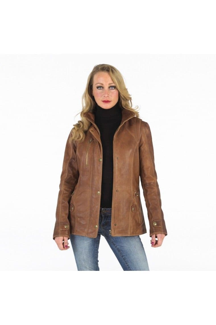 Womens Leather Jacket Tan